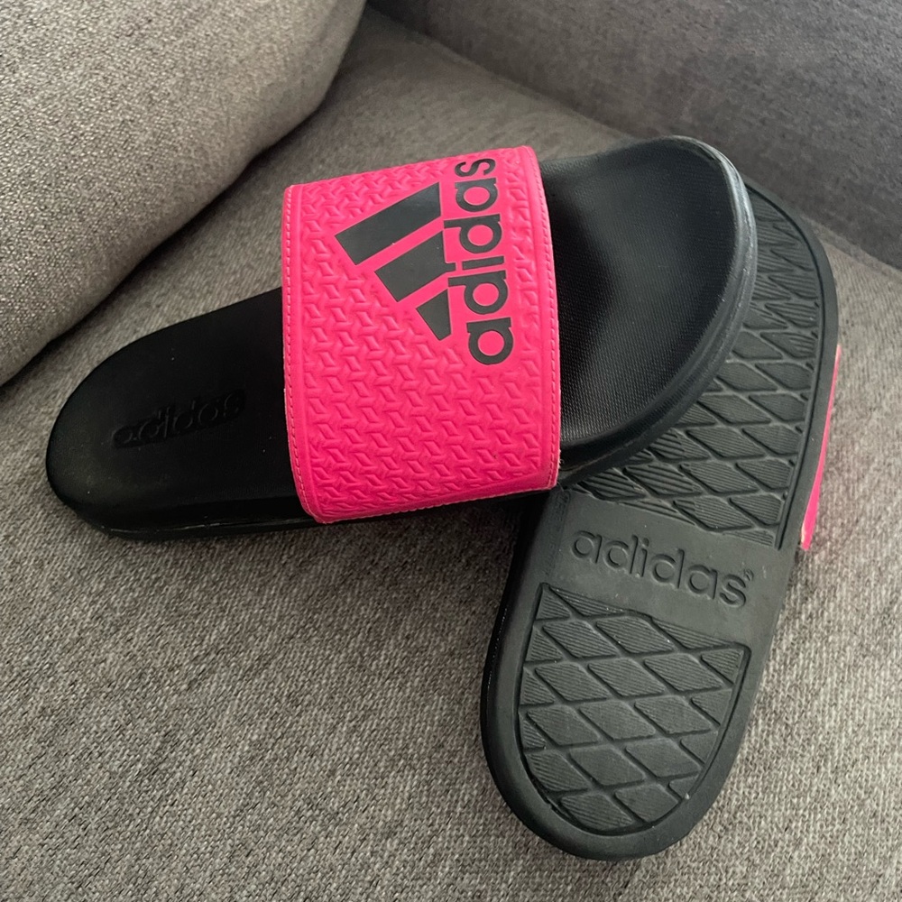 Adidas Pink and Black Slides